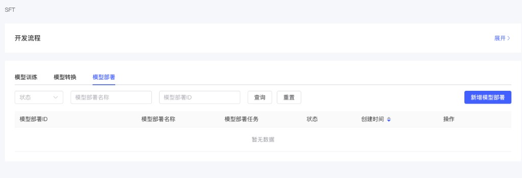模型部署页签